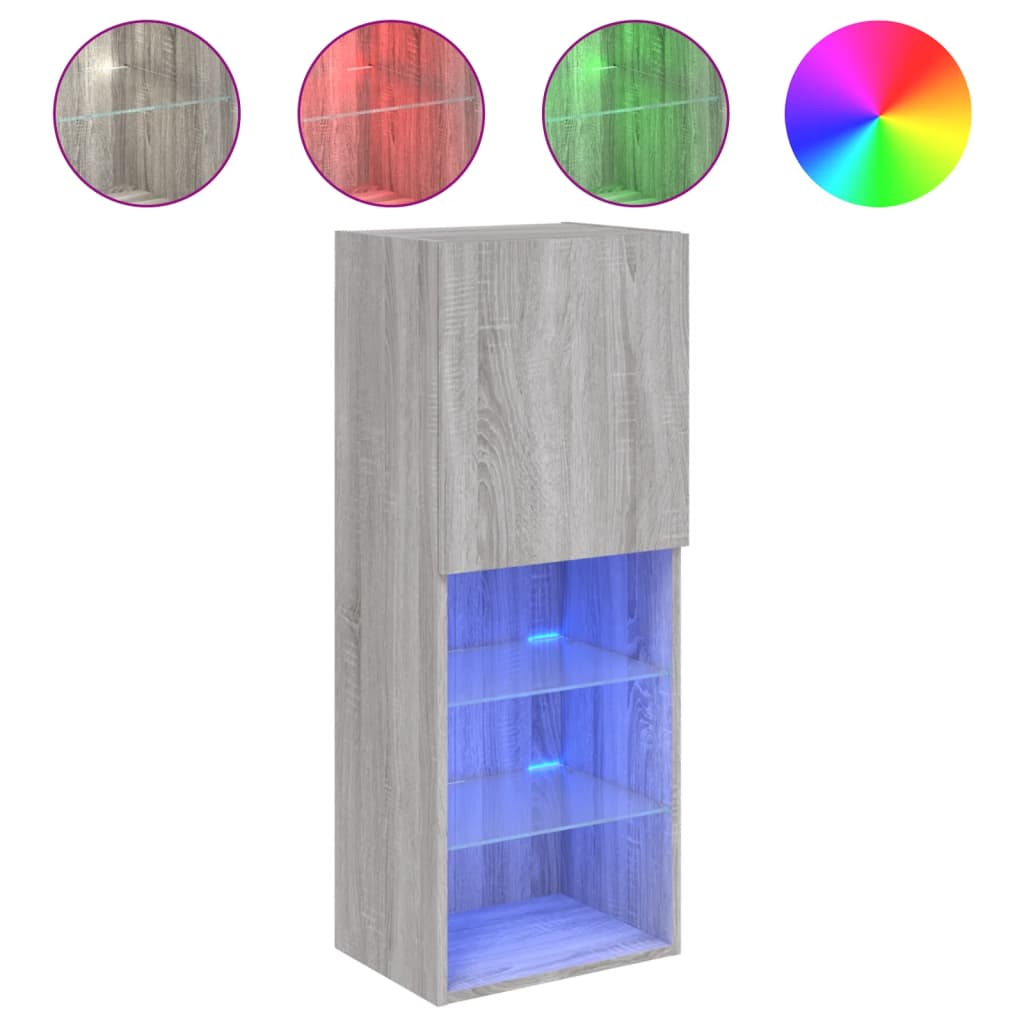 vidaXL Szafka TV z LED, szary dąb sonoma, 40,5x30x102 cm