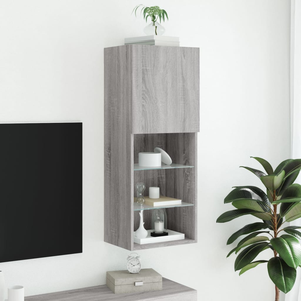 vidaXL Szafka TV z LED, szary dąb sonoma, 40,5x30x102 cm