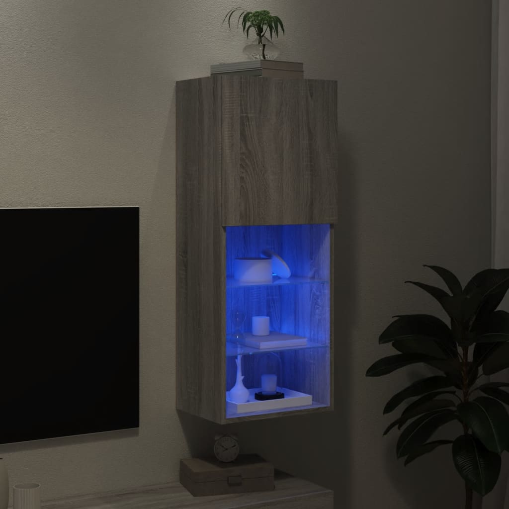 vidaXL Szafka TV z LED, szary dąb sonoma, 40,5x30x102 cm