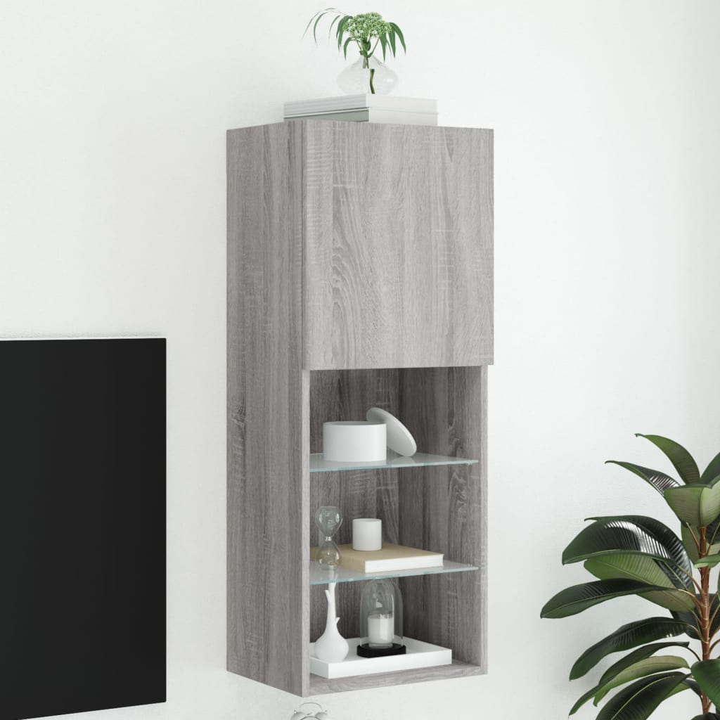 vidaXL Szafka TV z LED, szary dąb sonoma, 40,5x30x102 cm