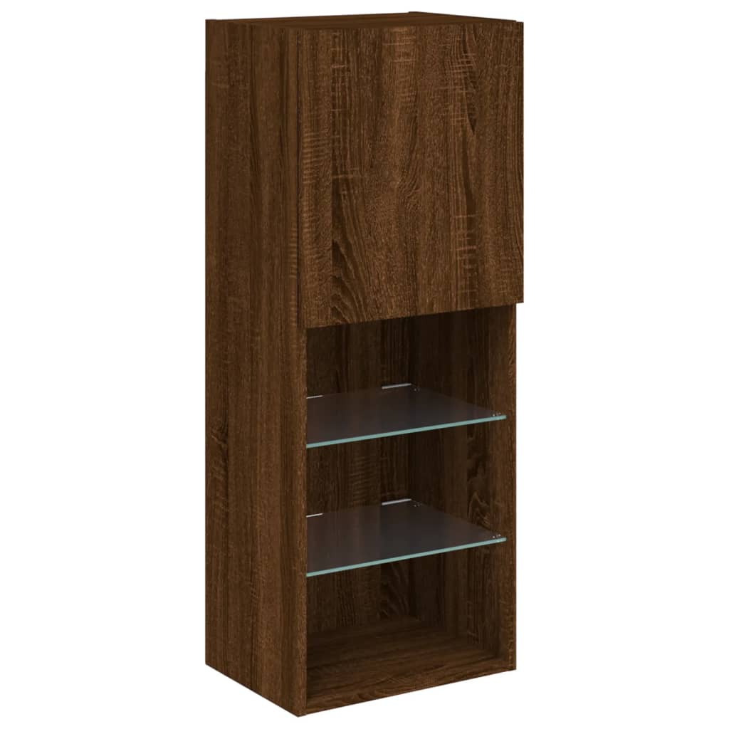 vidaXL Szafka TV z LED, brązowy dąb, 40,5x30x102 cm