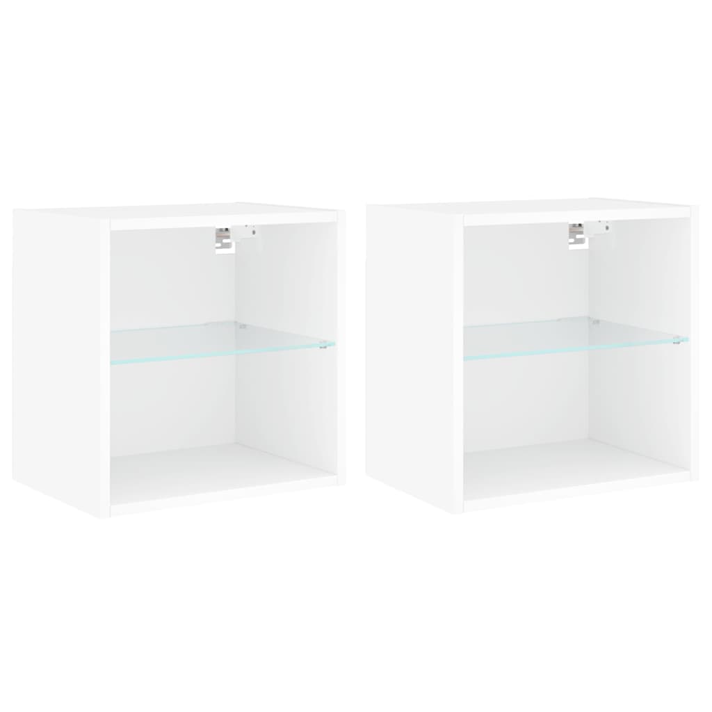 vidaXL Szafki nocne z oświetleniem LED, ścienne, 2 szt., białe