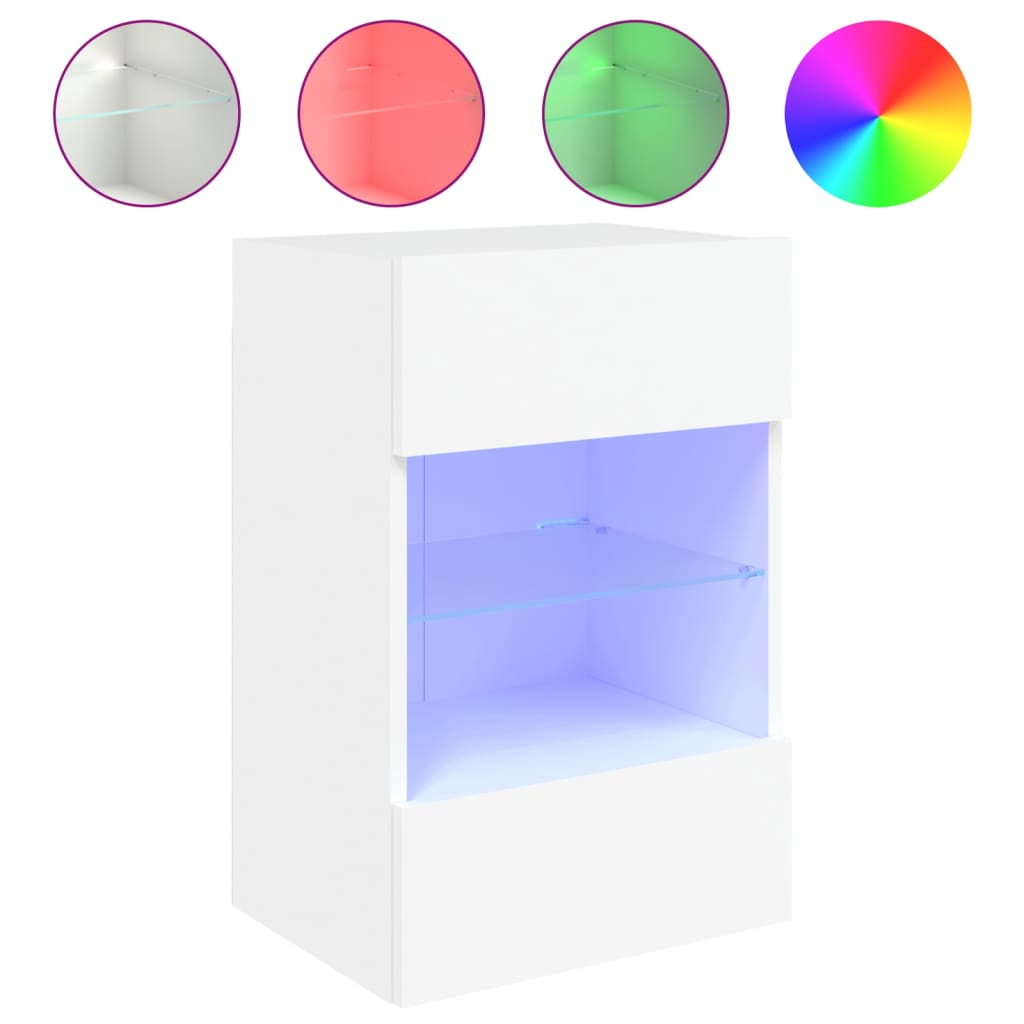 vidaXL Ścienna szafka TV z LED, biała, 40x30x60,5 cm