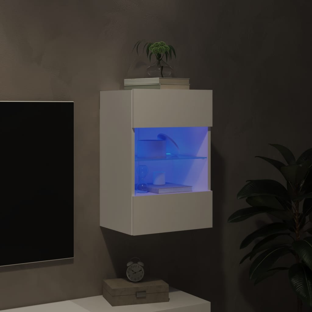 vidaXL Ścienna szafka TV z LED, biała, 40x30x60,5 cm