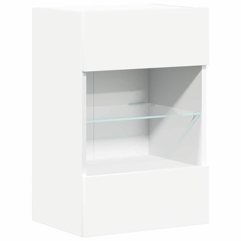 vidaXL Szafki wiszące z oświetleniem LED do telewizora, 2 szt., białe, 40x30x60,5 cm