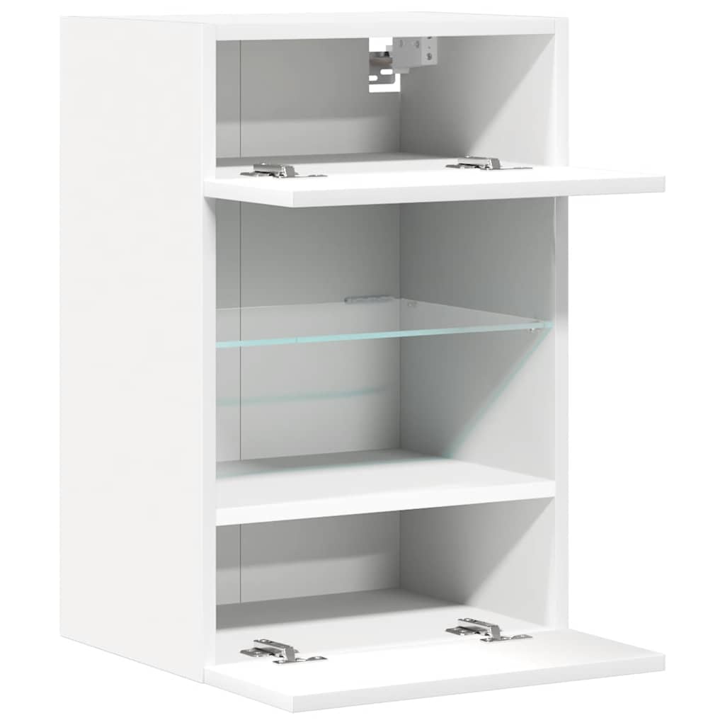 vidaXL Szafki wiszące z oświetleniem LED do telewizora, 2 szt., białe, 40x30x60,5 cm