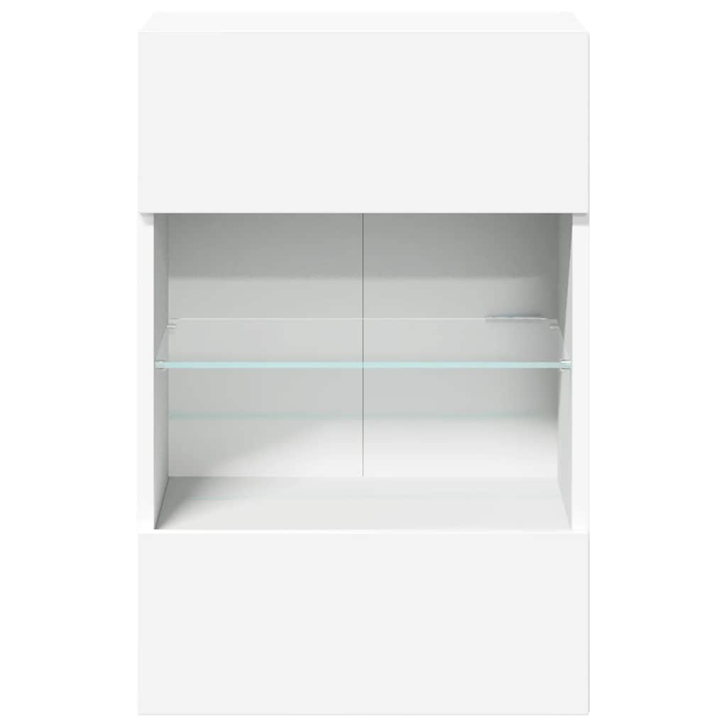 vidaXL Szafki wiszące z oświetleniem LED do telewizora, 2 szt., białe, 40x30x60,5 cm