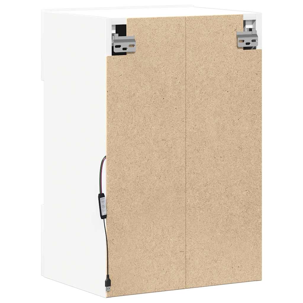 vidaXL Szafki wiszące z oświetleniem LED do telewizora, 2 szt., białe, 40x30x60,5 cm