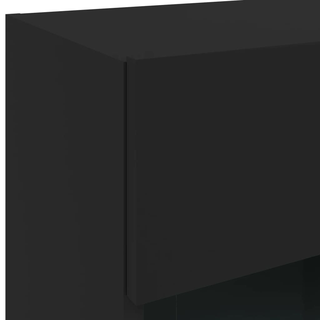 vidaXL Ścienna szafka TV z LED, czarna, 40x30x60,5 cm