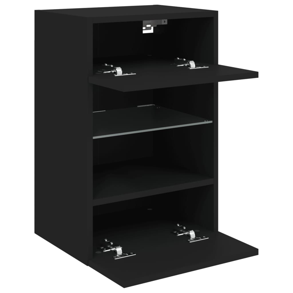 vidaXL Ścienna szafka TV z LED, czarna, 40x30x60,5 cm