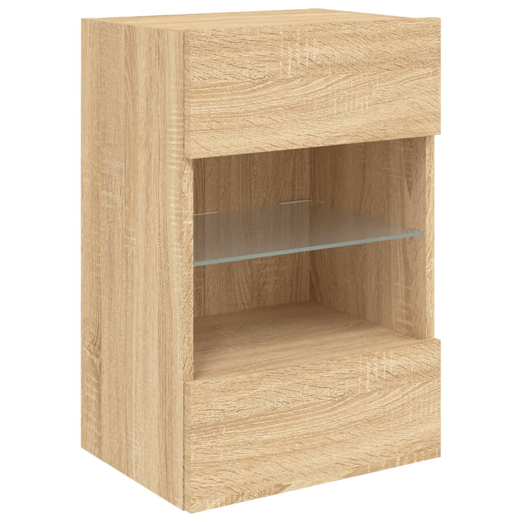 vidaXL Ścienna szafka TV z LED, dąb sonoma, 40x30x60,5 cm