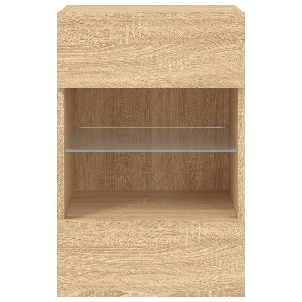 vidaXL Ścienna szafka TV z LED, dąb sonoma, 40x30x60,5 cm