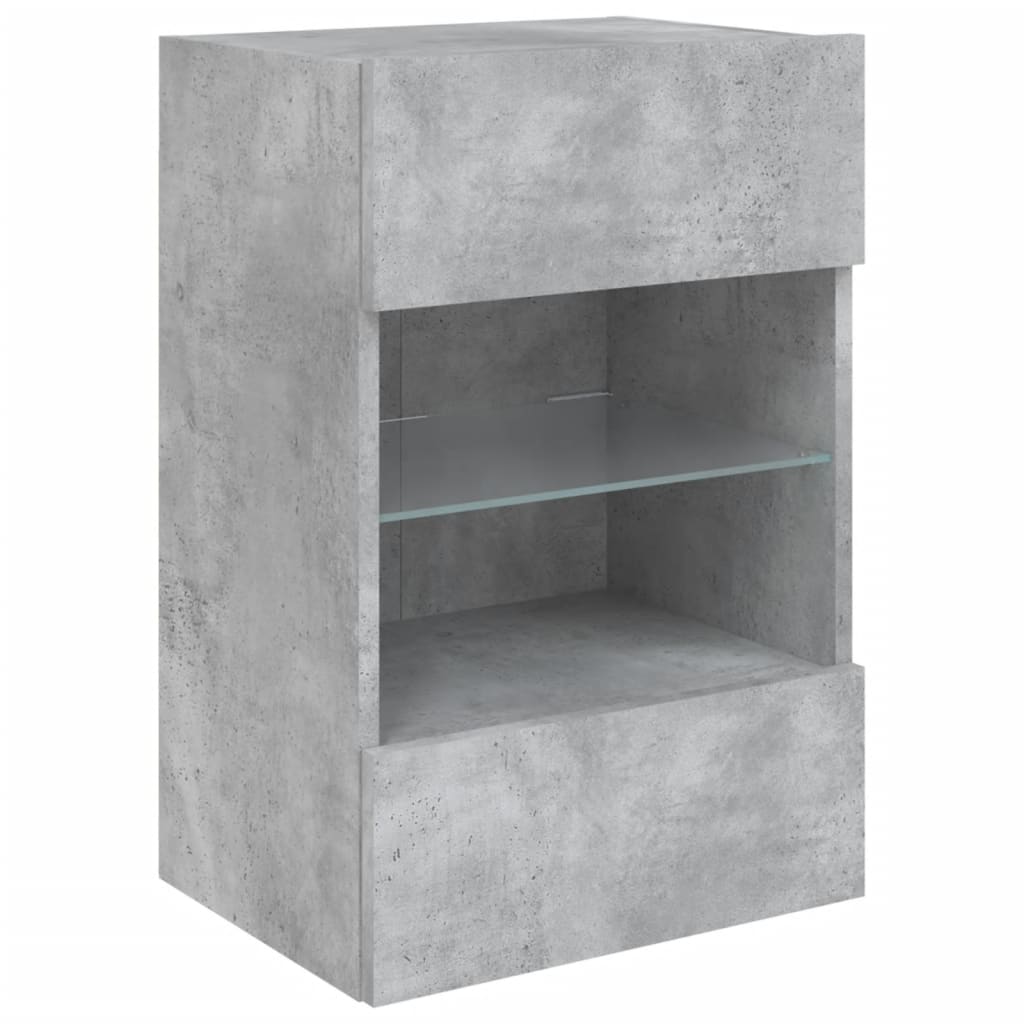 vidaXL Ścienna szafka TV z LED, szarość betonu, 40x30x60,5 cm