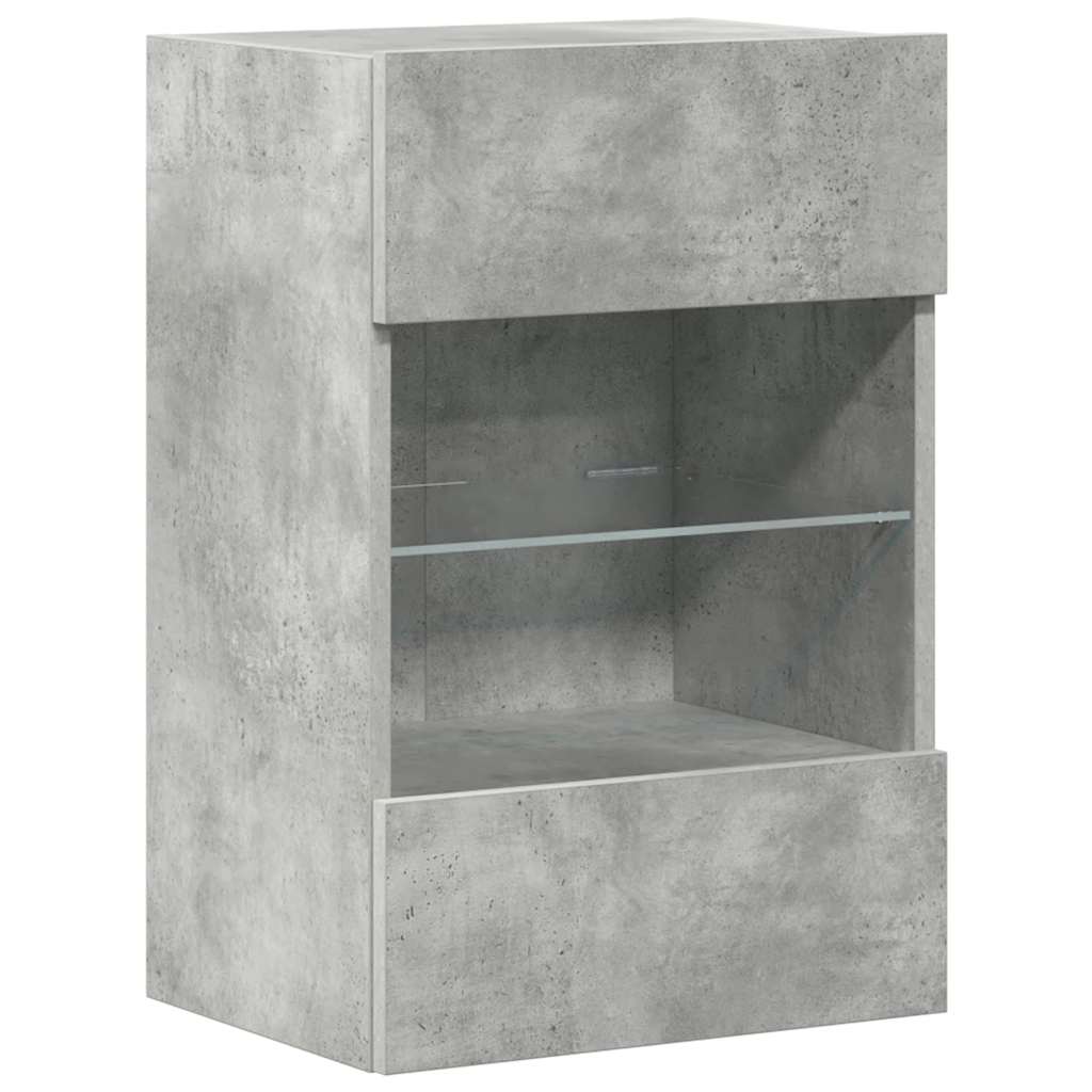 vidaXL Szafki wiszące z oświetleniem LED do telewizora, 2 szt., szarość betonu, 40x30x60,5 cm