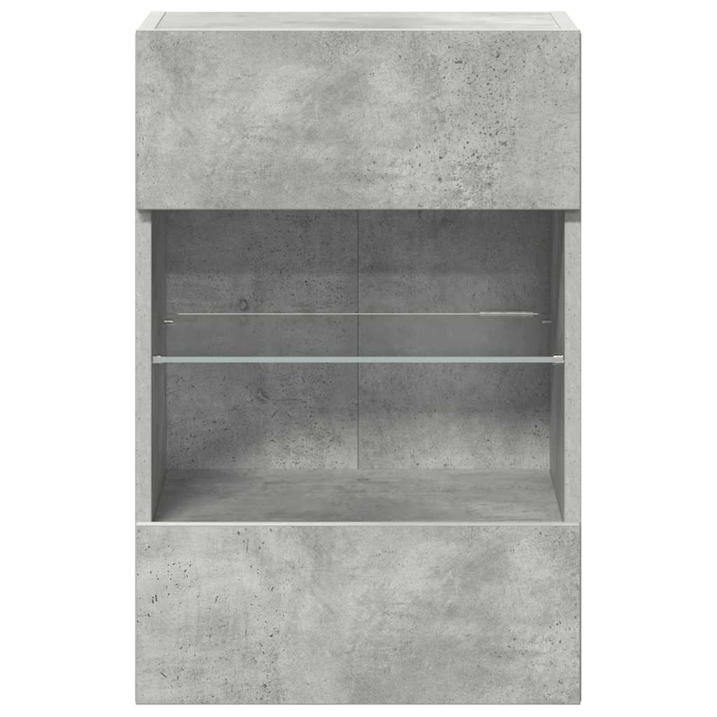 vidaXL Szafki wiszące z oświetleniem LED do telewizora, 2 szt., szarość betonu, 40x30x60,5 cm