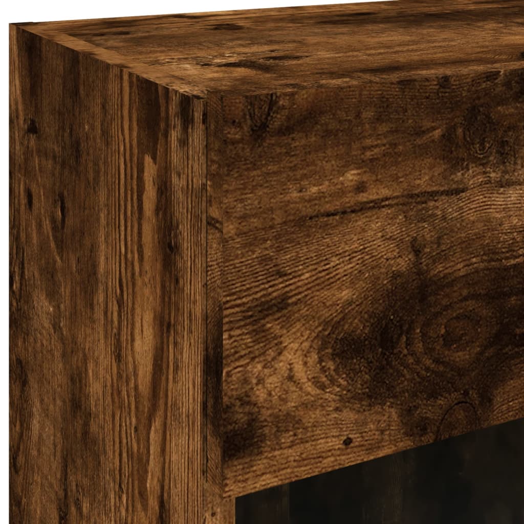 vidaXL Ścienna szafka TV z LED, przydymiony dąb, 40x30x60,5 cm