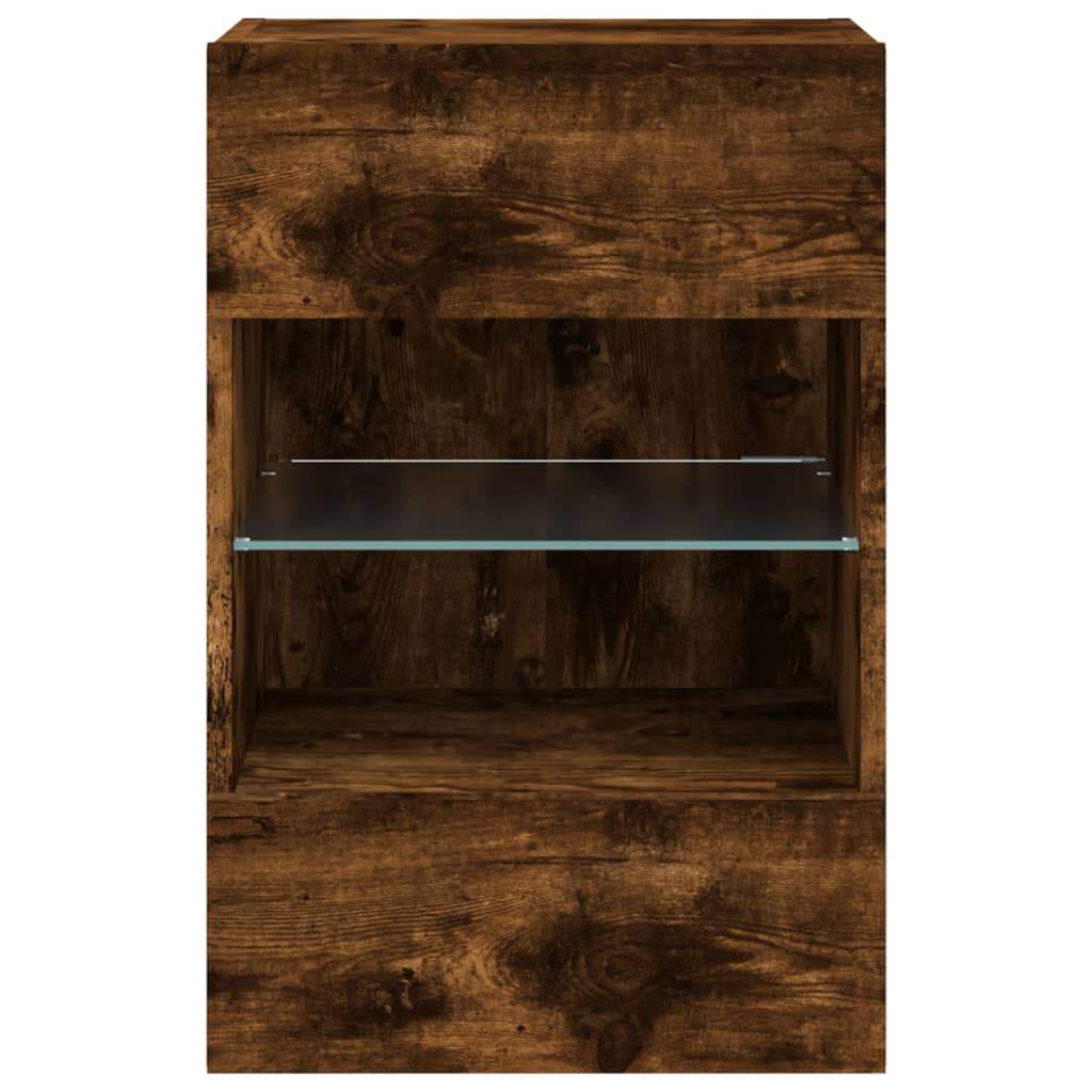 vidaXL Ścienna szafka TV z LED, przydymiony dąb, 40x30x60,5 cm