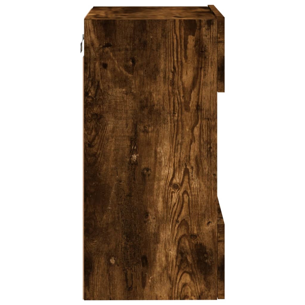 vidaXL Ścienna szafka TV z LED, przydymiony dąb, 40x30x60,5 cm