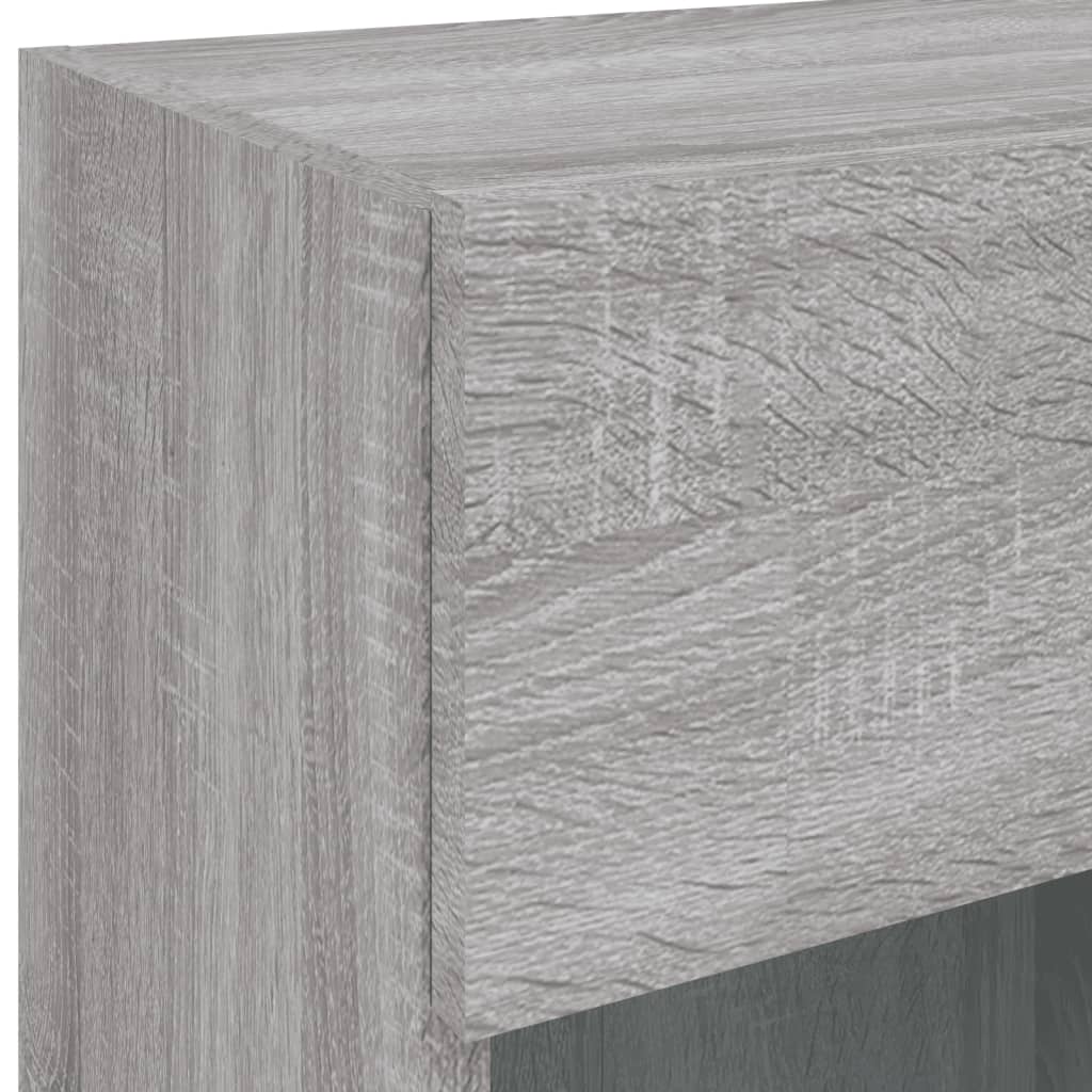 vidaXL Ścienna szafka TV z LED, szary dąb sonoma, 40x30x60,5 cm