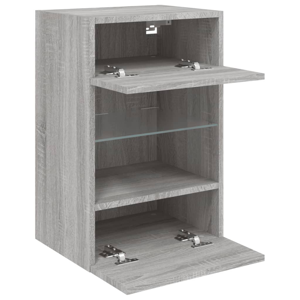 vidaXL Ścienna szafka TV z LED, szary dąb sonoma, 40x30x60,5 cm