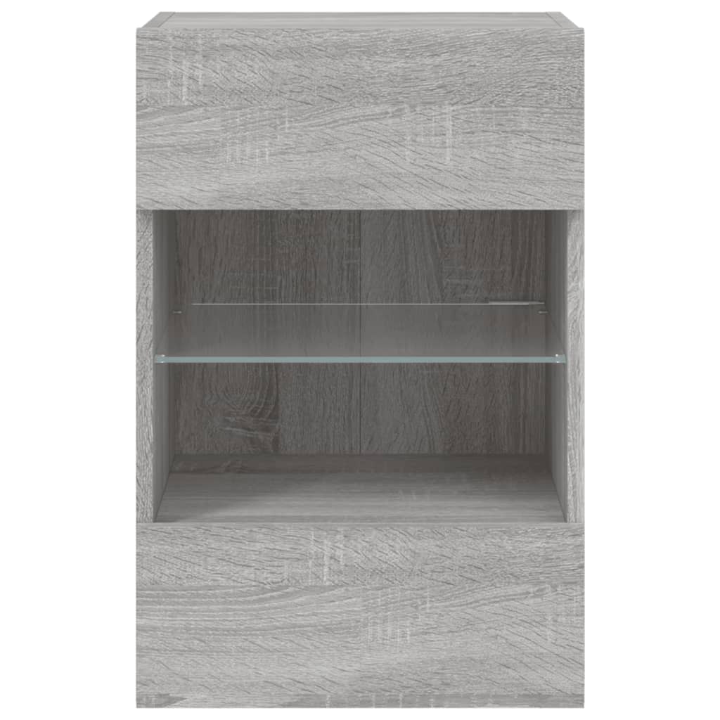 vidaXL Ścienna szafka TV z LED, szary dąb sonoma, 40x30x60,5 cm