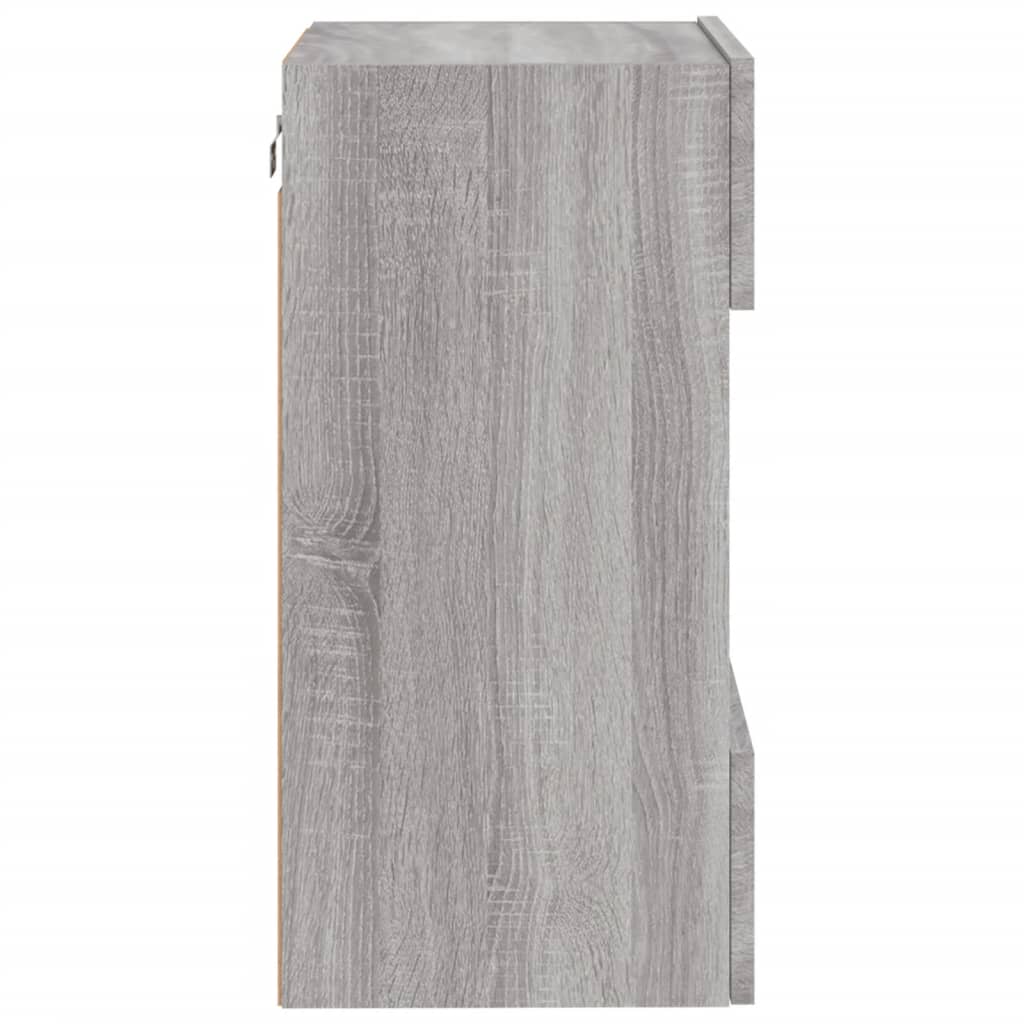 vidaXL Ścienna szafka TV z LED, szary dąb sonoma, 40x30x60,5 cm