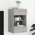 vidaXL Ścienna szafka TV z LED, szary dąb sonoma, 40x30x60,5 cm