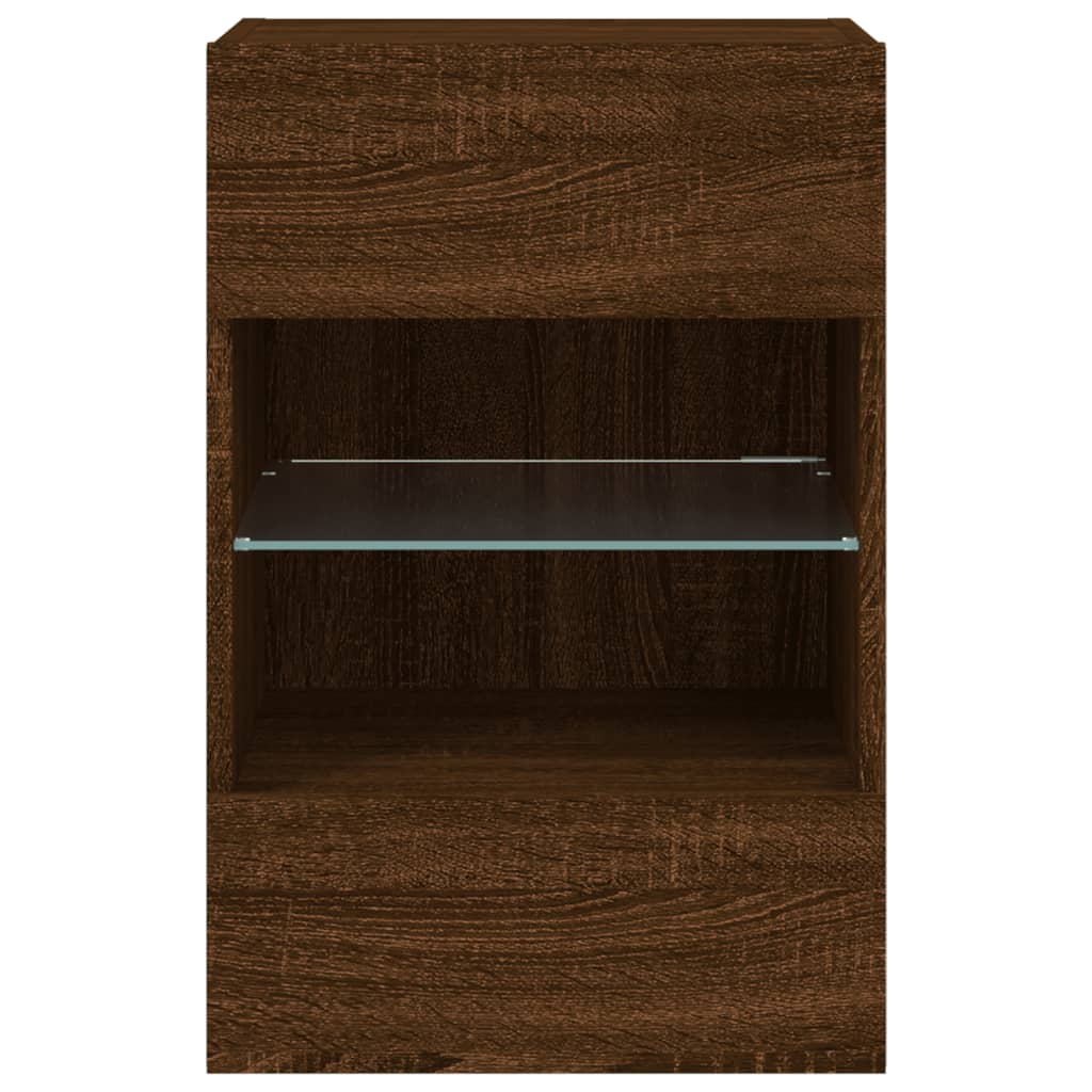 vidaXL Ścienna szafka TV z LED, brązowy dąb, 40x30x60,5 cm