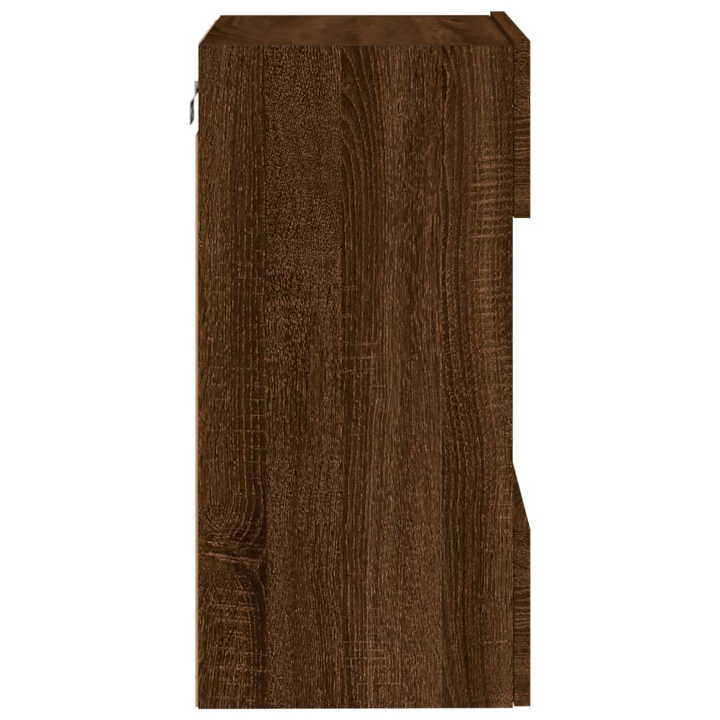 vidaXL Ścienna szafka TV z LED, brązowy dąb, 40x30x60,5 cm