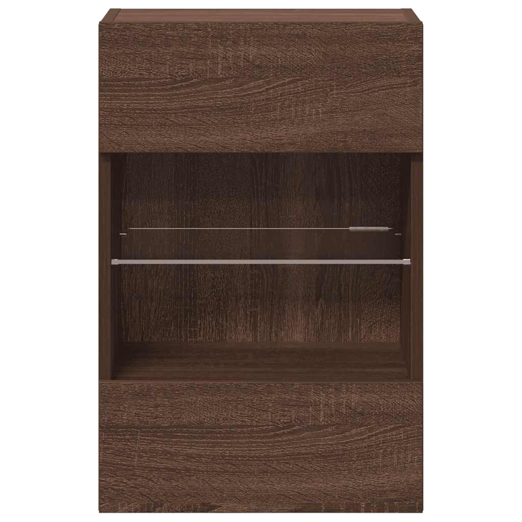 vidaXL Szafki wiszące z oświetleniem LED do telewizora, 2 szt., brązowy dąb, 40x30x60,5 cm