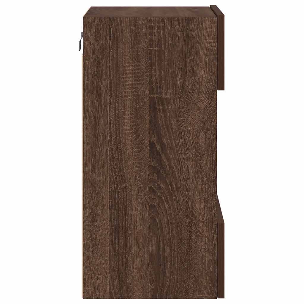 vidaXL Szafki wiszące z oświetleniem LED do telewizora, 2 szt., brązowy dąb, 40x30x60,5 cm
