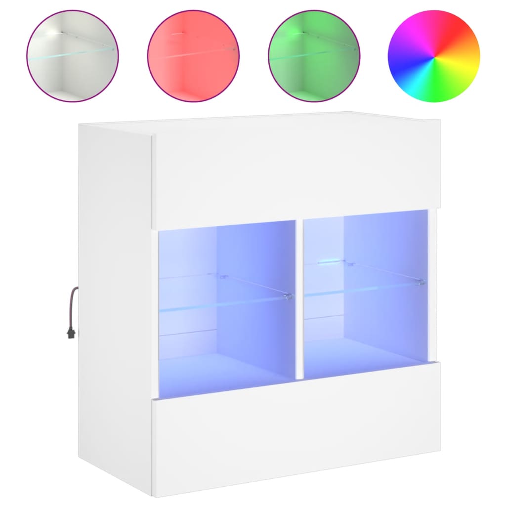 vidaXL Ścienna szafka TV z LED, biała, 58,5x30x60,5 cm