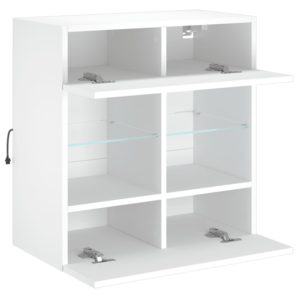 vidaXL Ścienna szafka TV z LED, biała, 58,5x30x60,5 cm
