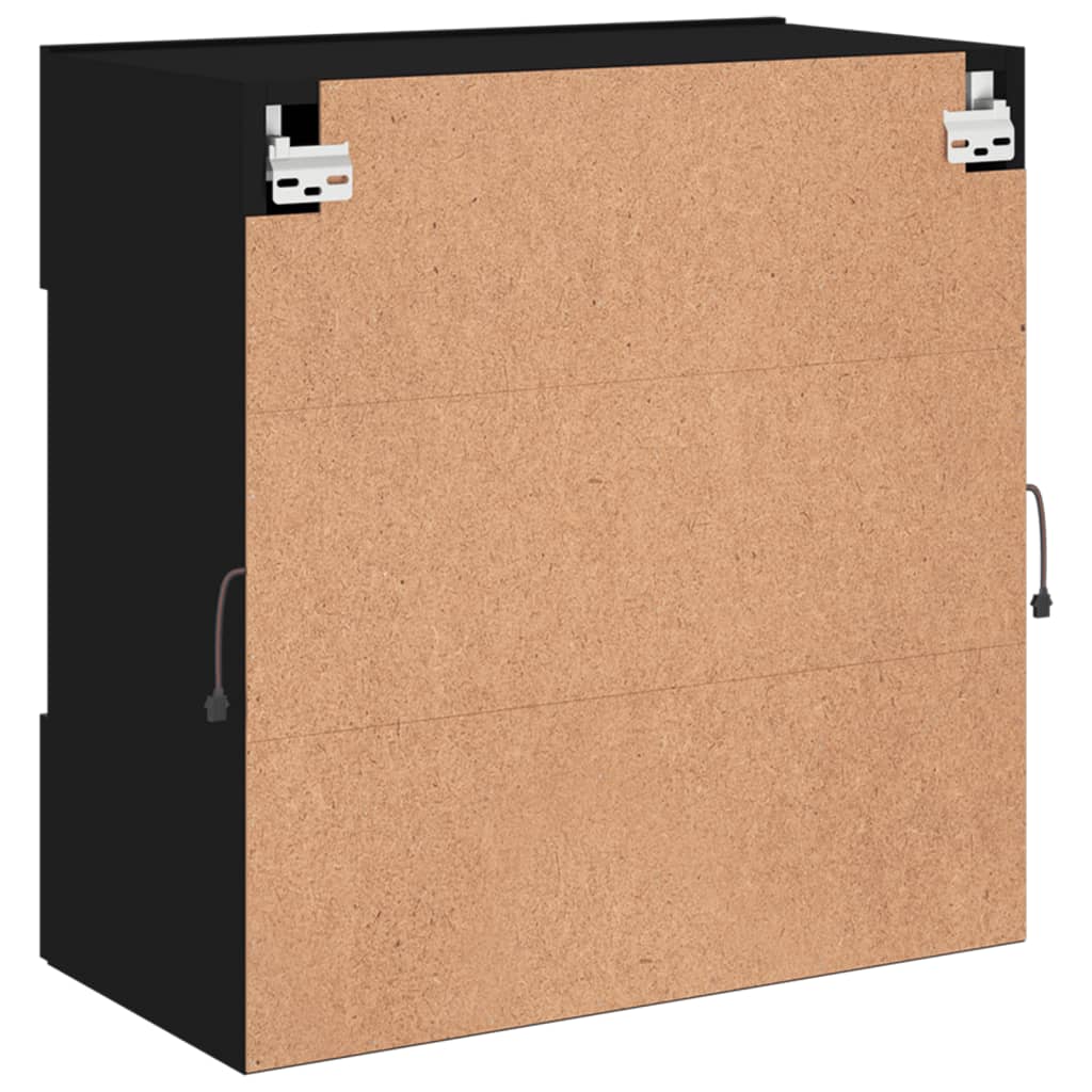 vidaXL Ścienna szafka TV z LED, czarna, 58,5x30x60,5 cm