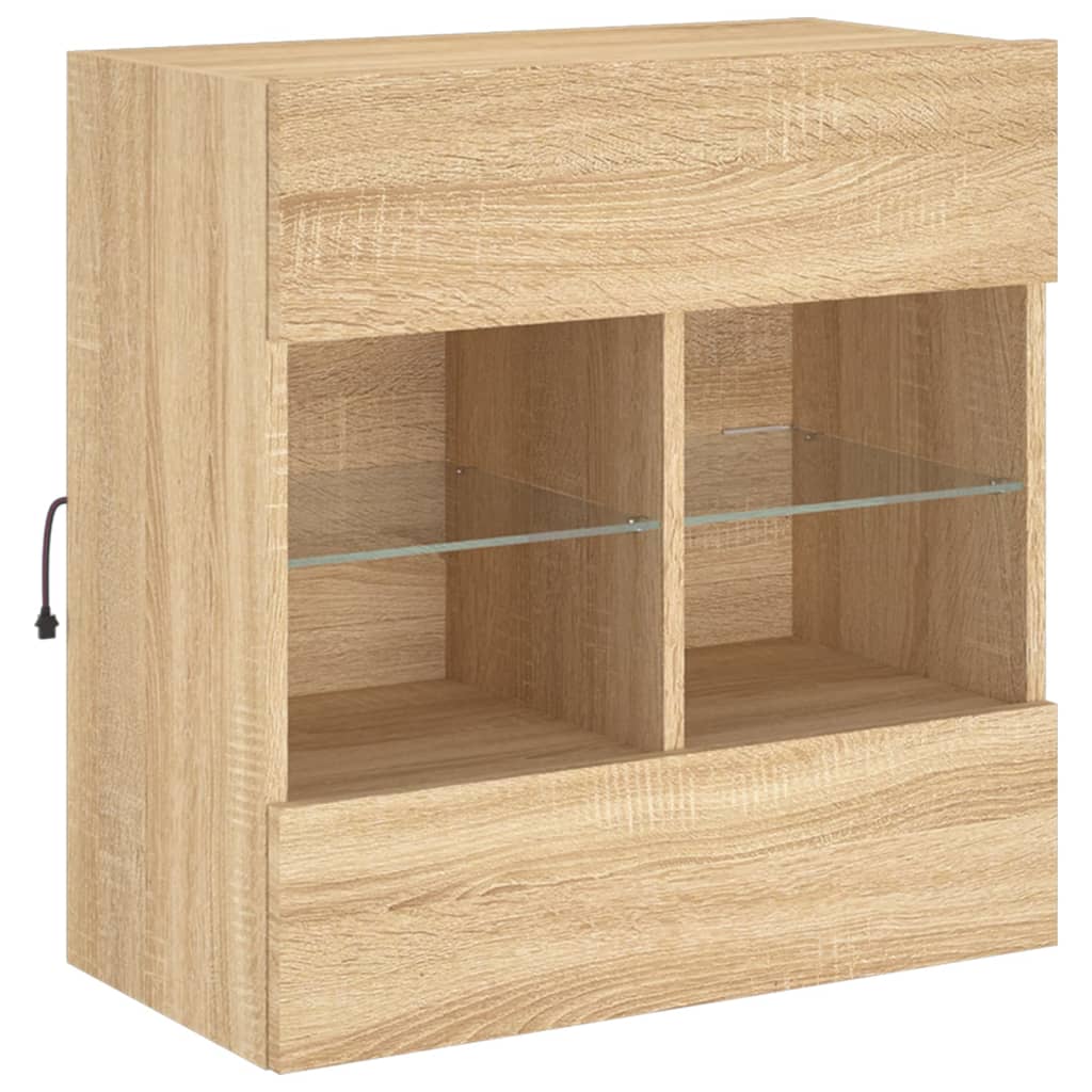 vidaXL Ścienna szafka TV z LED, dąb sonoma, 58,5x30x60,5 cm