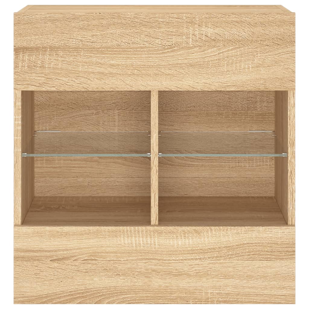 vidaXL Ścienna szafka TV z LED, dąb sonoma, 58,5x30x60,5 cm