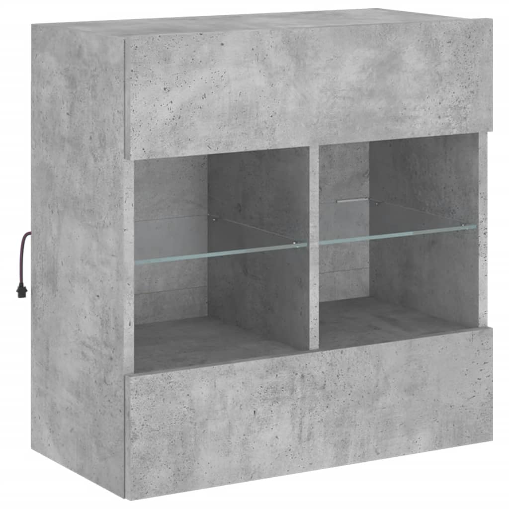 vidaXL Ścienna szafka TV z LED, szarość betonu, 58,5x30x60,5 cm