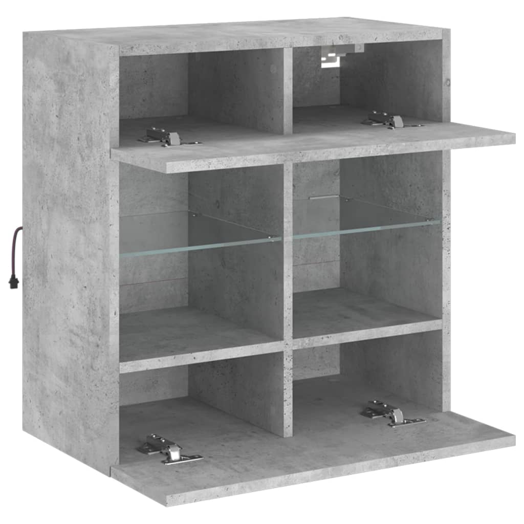 vidaXL Ścienna szafka TV z LED, szarość betonu, 58,5x30x60,5 cm