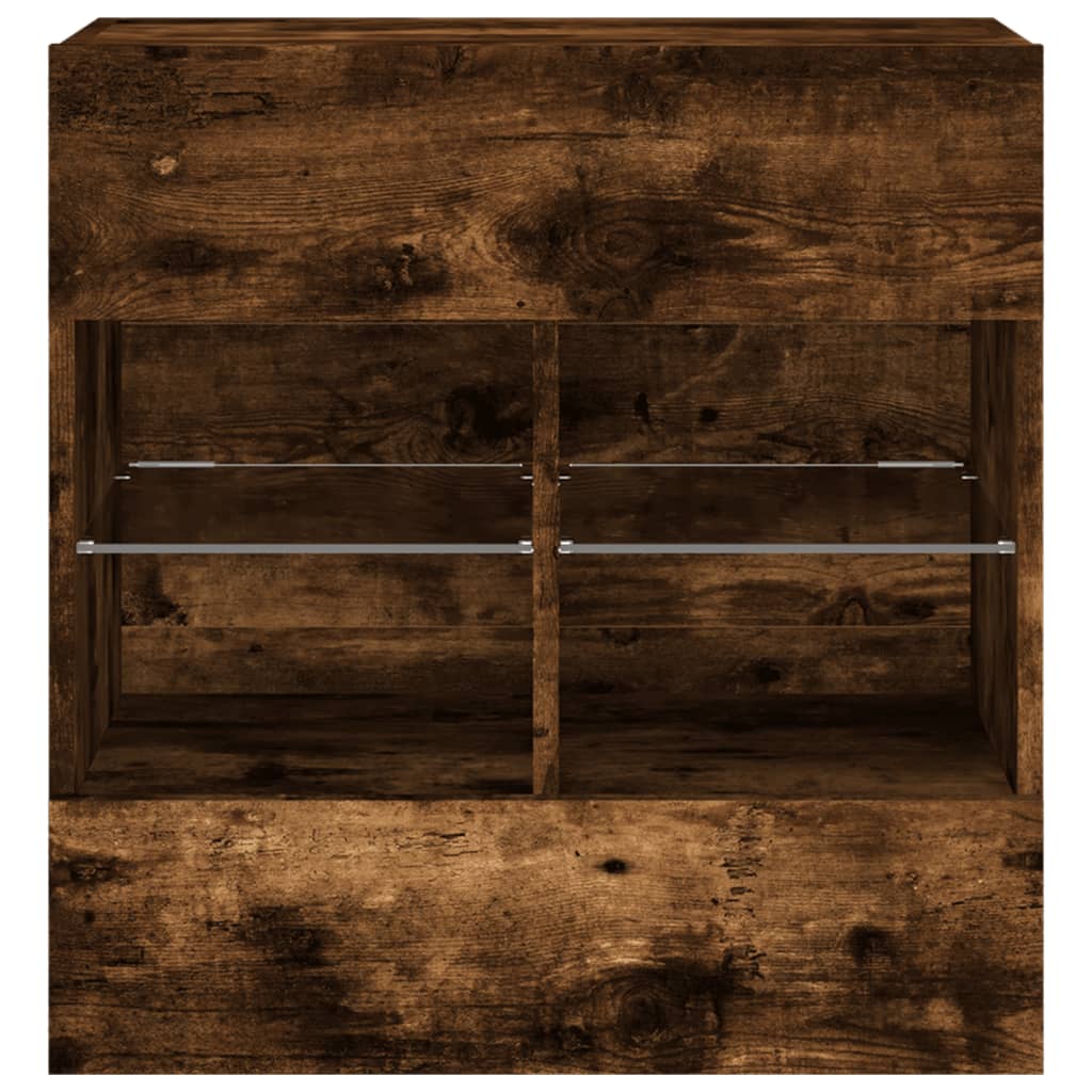 vidaXL Ścienna szafka TV z LED, przydymiony dąb, 58,5x30x60,5 cm