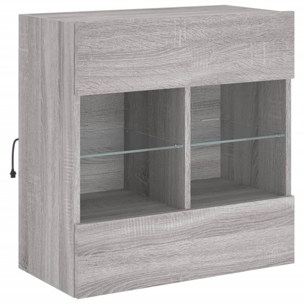 vidaXL Ścienna szafka TV z LED, szary dąb sonoma, 58,5x30x60,5 cm