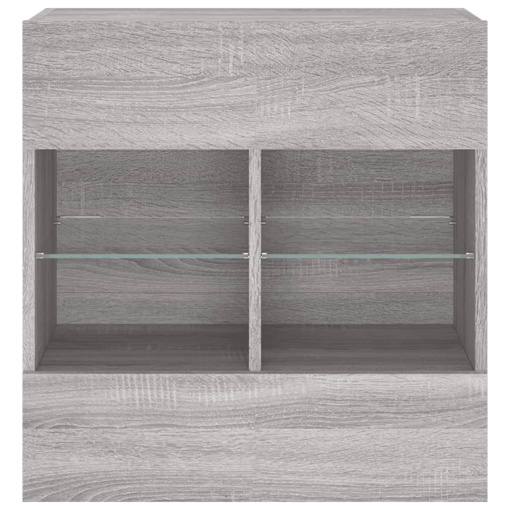 vidaXL Ścienna szafka TV z LED, szary dąb sonoma, 58,5x30x60,5 cm