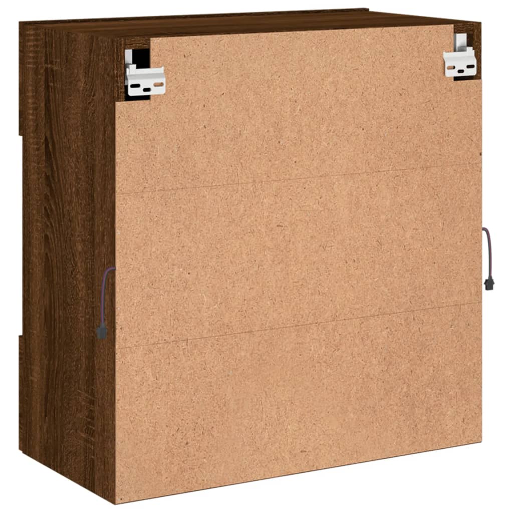 vidaXL Ścienna szafka TV z LED, brązowy dąb, 58,5x30x60,5 cm