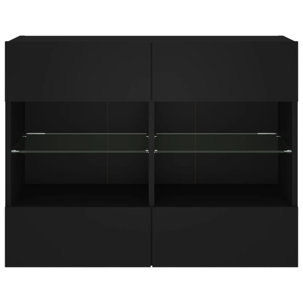 vidaXL Ścienna szafka TV z LED, czarna, 78,5x30x60,5 cm