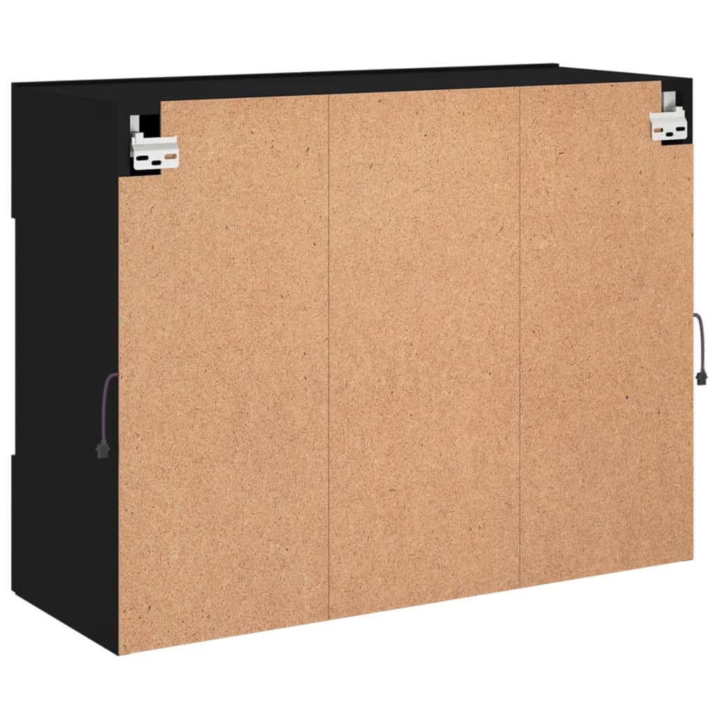 vidaXL Ścienna szafka TV z LED, czarna, 78,5x30x60,5 cm
