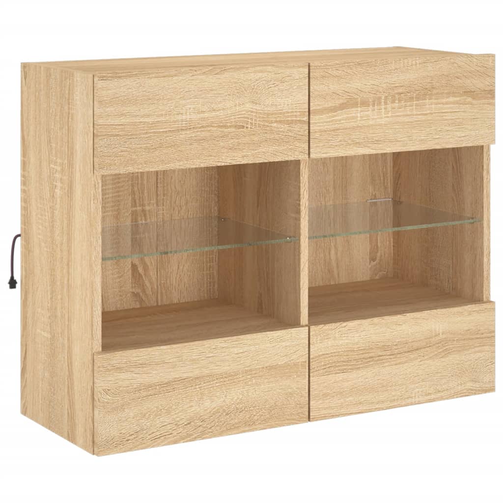 vidaXL Ścienna szafka TV z LED, dąb sonoma, 78,5x30x60,5 cm