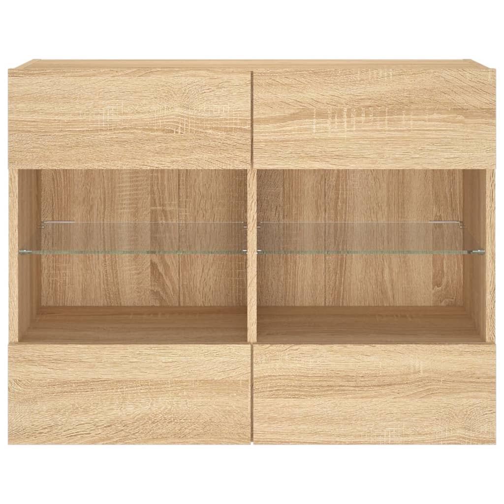 vidaXL Ścienna szafka TV z LED, dąb sonoma, 78,5x30x60,5 cm