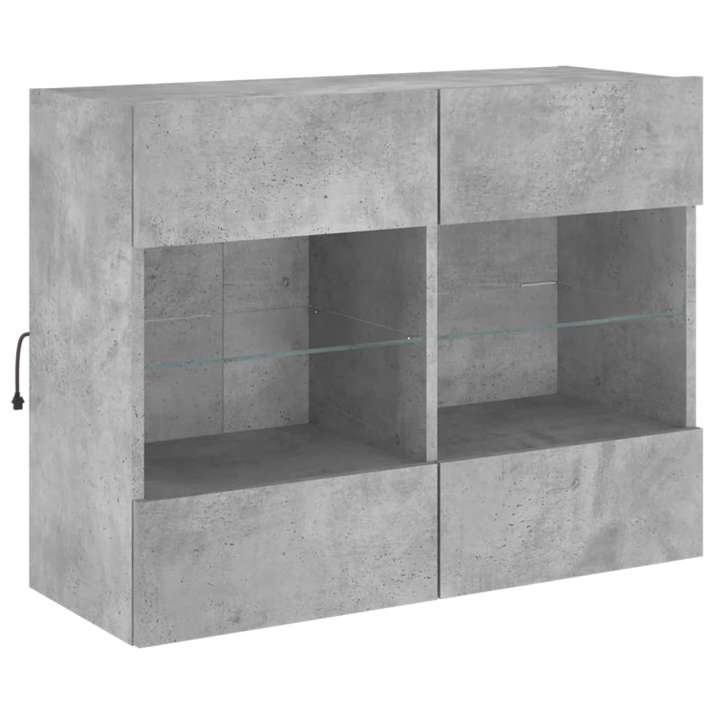 vidaXL Ścienna szafka TV z LED, szarość betonu, 78,5x30x60,5 cm