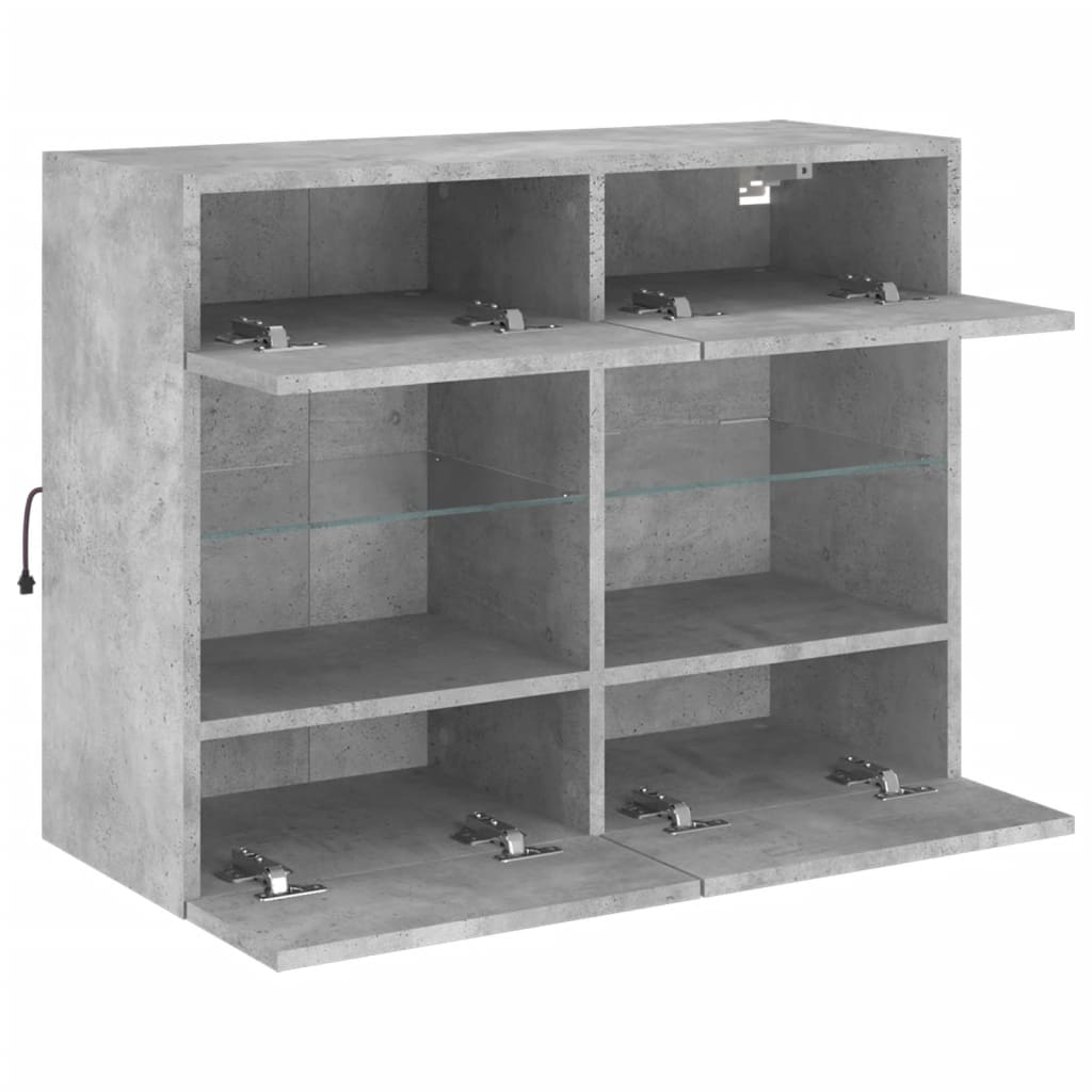 vidaXL Ścienna szafka TV z LED, szarość betonu, 78,5x30x60,5 cm