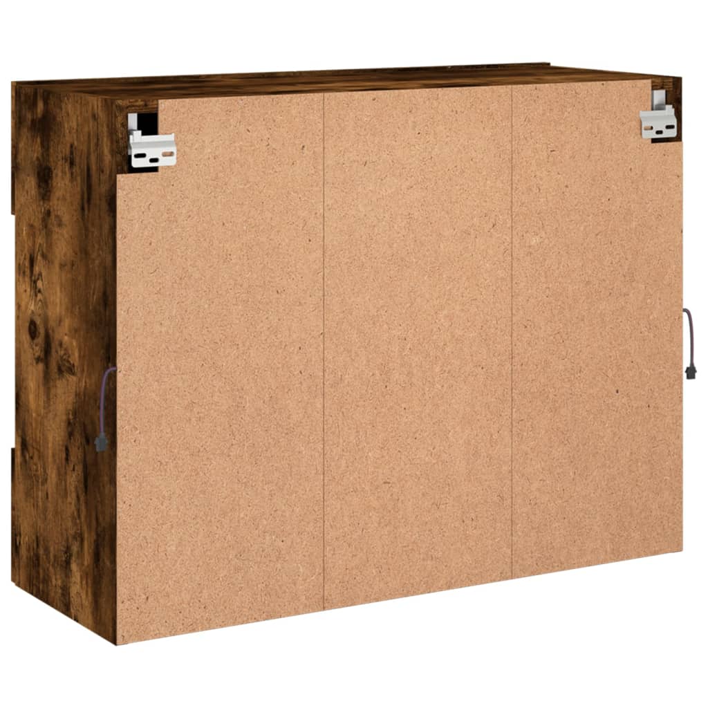 vidaXL Ścienna szafka TV z LED, przydymiony dąb, 78,5x30x60,5 cm
