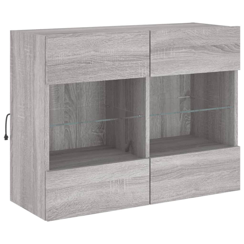 vidaXL Ścienna szafka TV z LED, szary dąb sonoma, 78,5x30x60,5 cm